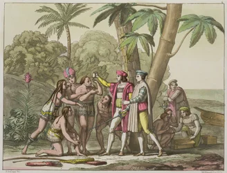 Christopher Columbus with Native Americans, from 